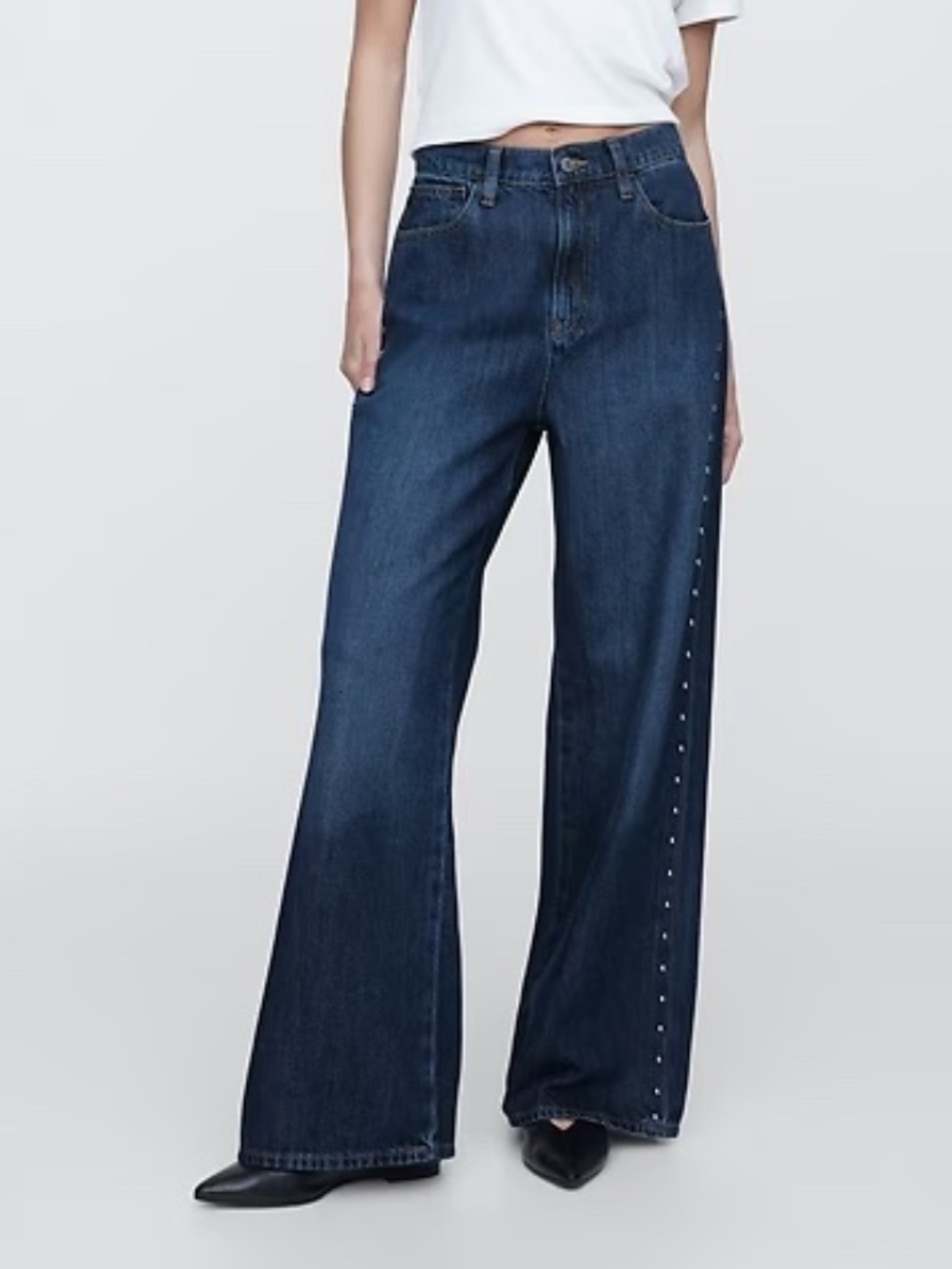 NWT High Rise Studded Wide-Leg Jeans from Gap Factory